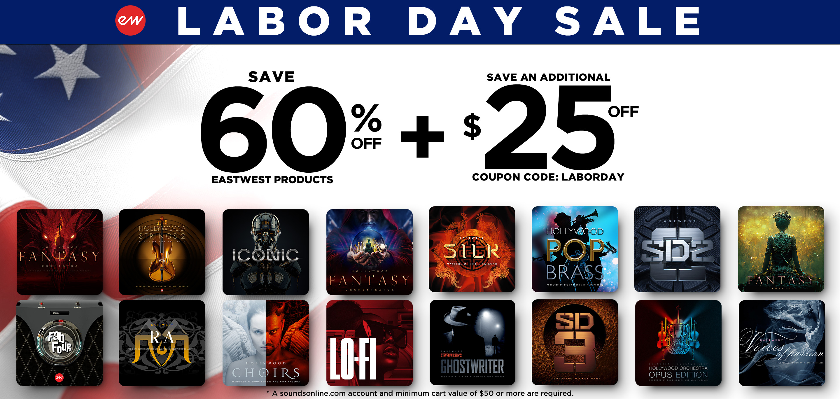 EastWest Labor Day Sale - Save 60% Off EastWest Products + $25 Coupon Code