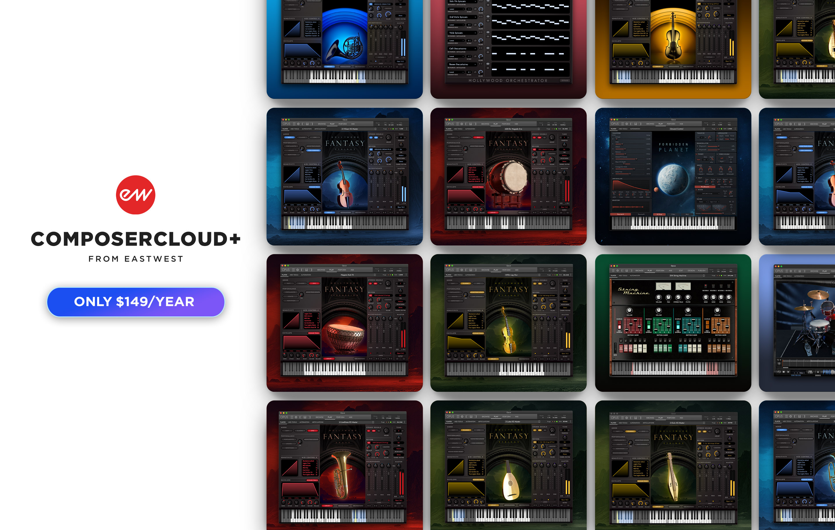 EastWest ComposerCloud+ - All of EastWest's 42,000+ Award-Winning Virtual Instruments for only $19.99 per month