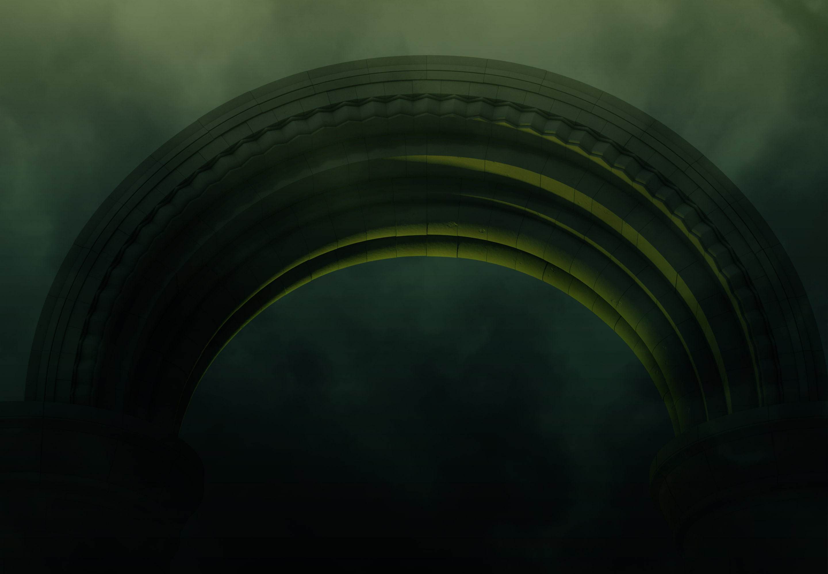 Green Arch with Clouds