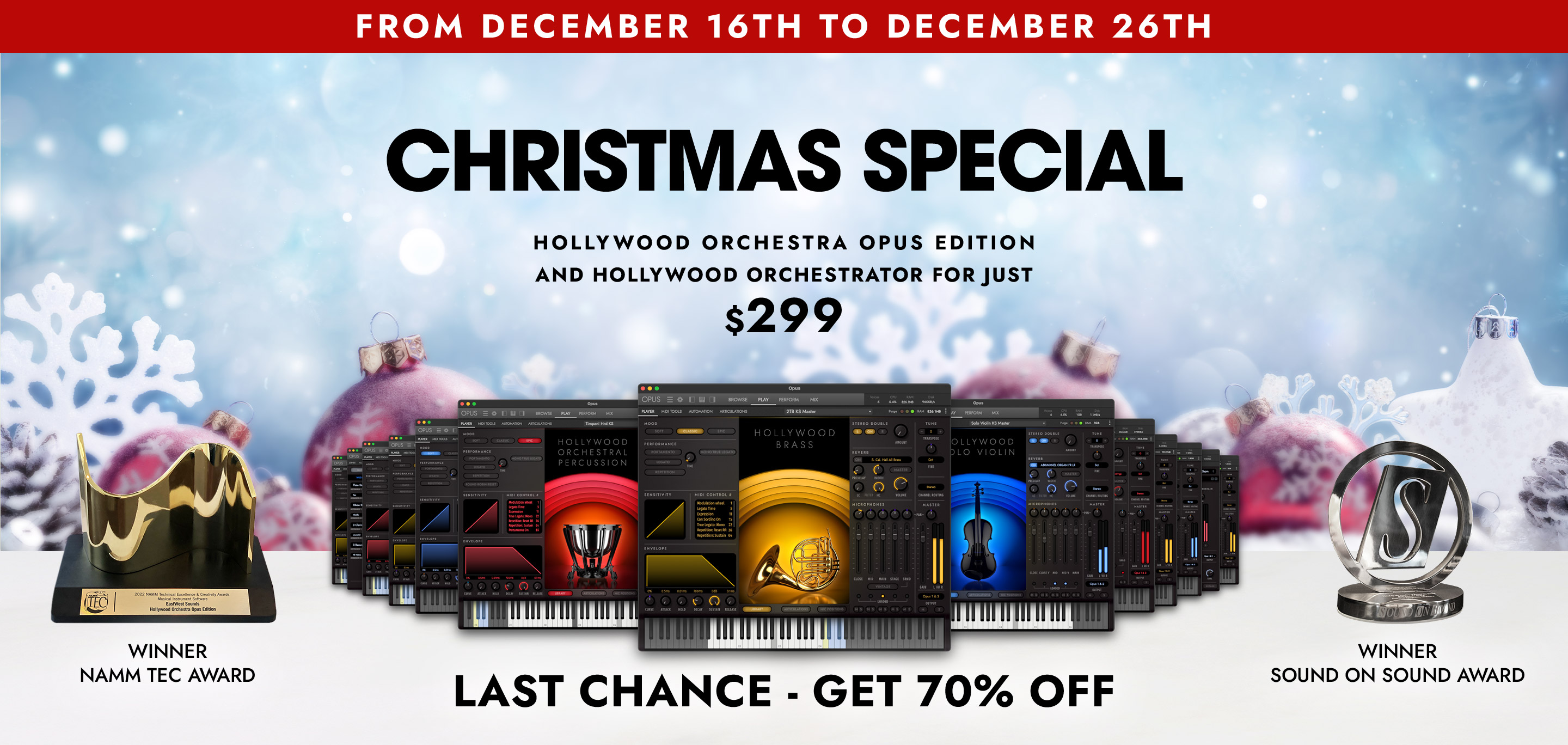 12 27まで 価格崩壊級クレイジーセール Eastwestがクリスマススペシャルセール開始 最強のオーケストラ音源hollywood Orchestraがさらなる進化を遂げた究極のオーケストラライブラリ Hollywood Orchestra Opus Edition Diamond が70 Off 299ドル未だかつてない圧倒 12 27まで 価格崩壊級クレイジーセール Eastwestがクリスマススペシャルセール開始 最強のオーケストラ音源hollywood Orchestraがさらなる進化を遂げた究極のオーケストラライブラリ Hollywood Orchestra Opus Edition Diamond が70 Off 299ドル未だかつてない圧倒