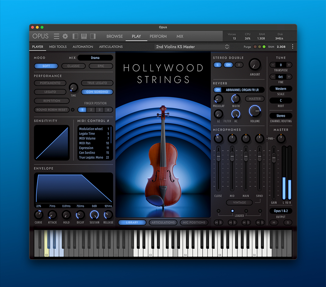 Hollywood Strings interface